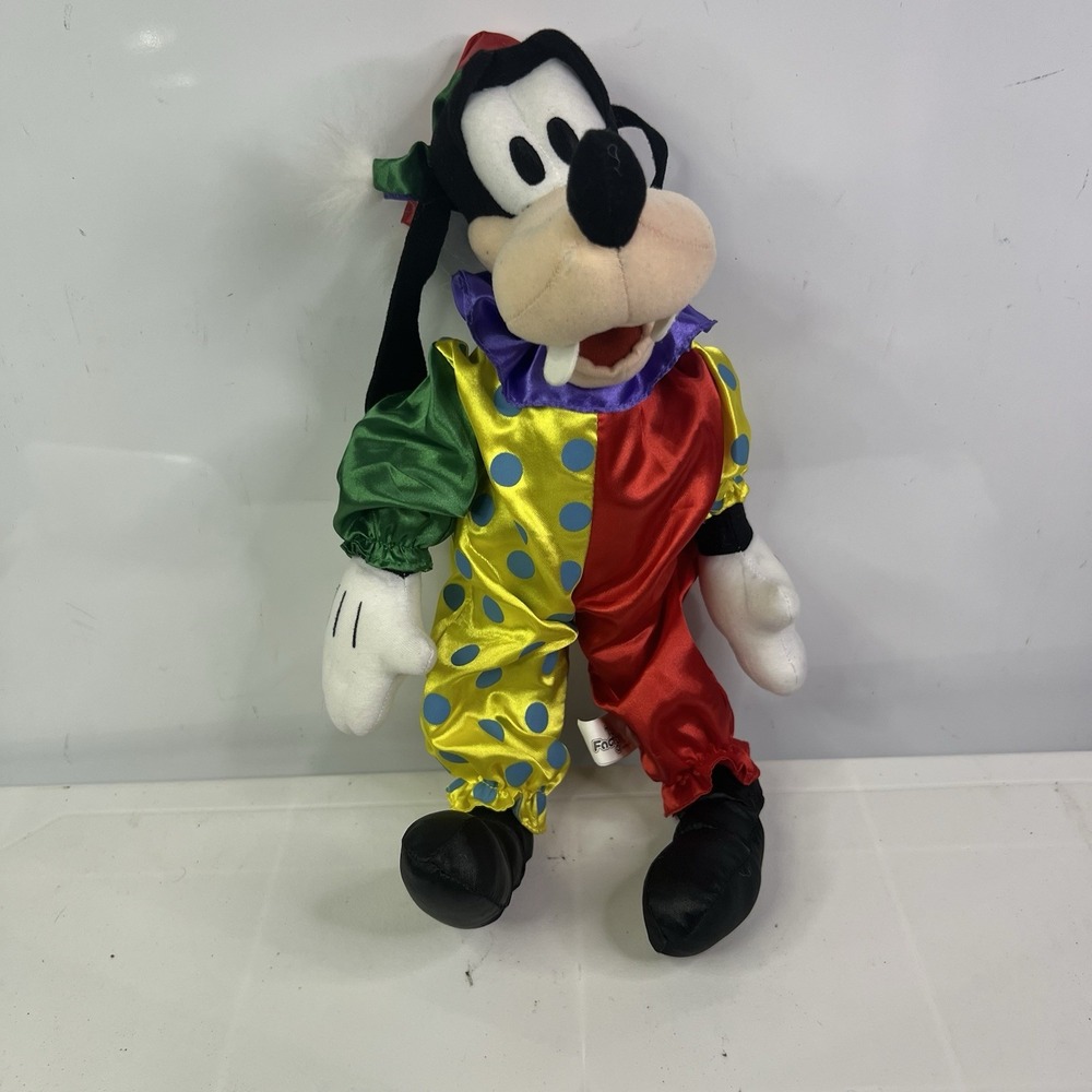 Rare Disney GOOFY As A Court Jester CLOWN 13" Plush Figure Toy Factory HTF